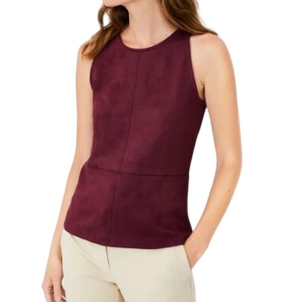 NWT Ann Taylor | Faux Suede Halter Shell Smoked Garnet Burgundy Sleeveless Top
